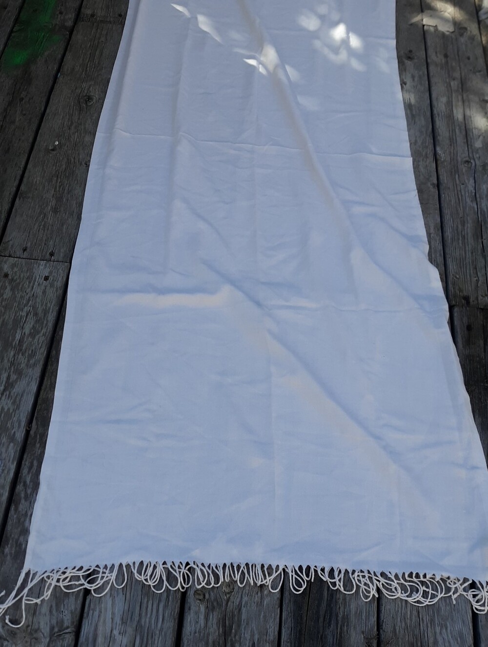 PASHMINA ORIGINAL Cream Cashmere Silk Scarf Large Fringe Shawl Wrap 80x30
